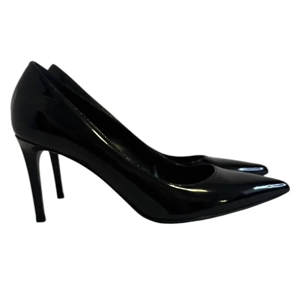 Saint Laurent Black Patent Leather Pointed Toe Heels Size 40 - Picture 2 of 12